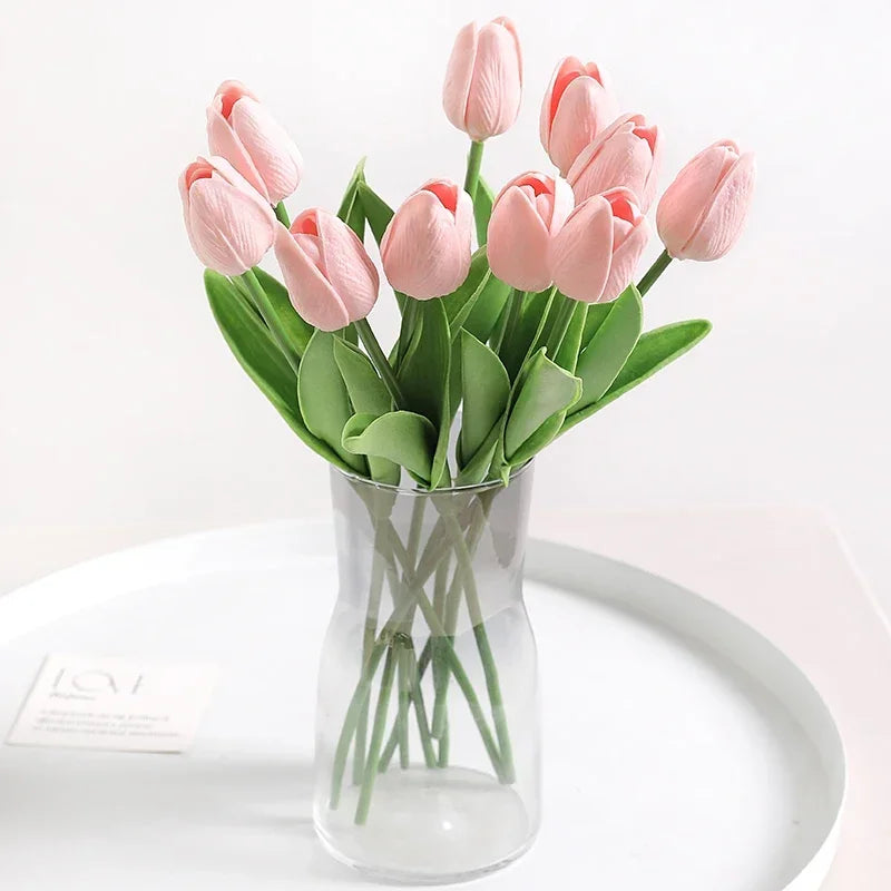 Real-Touch Künstlicher Tulpenstrauß – Realistische Dekorative Kunsttulpen für Zuhause Hochzeit Zimmer Vase & DIY-Blumenarrangements