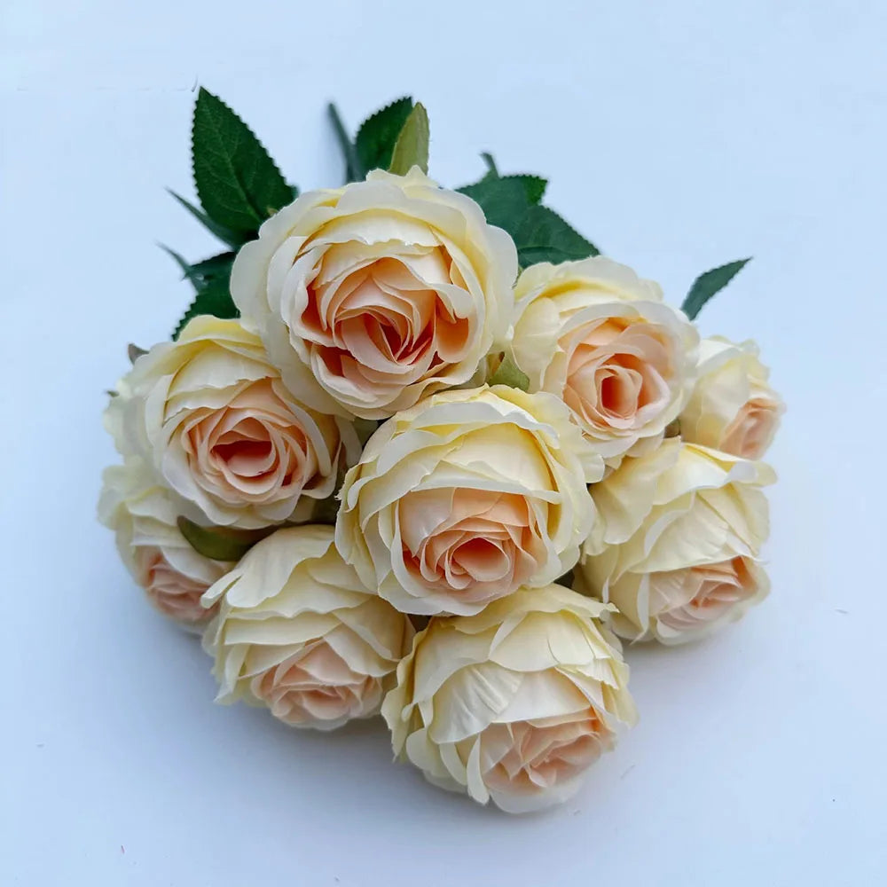 Künstlicher Rosenstrauß mit 9 Blüten – Romantische Dekoblumen