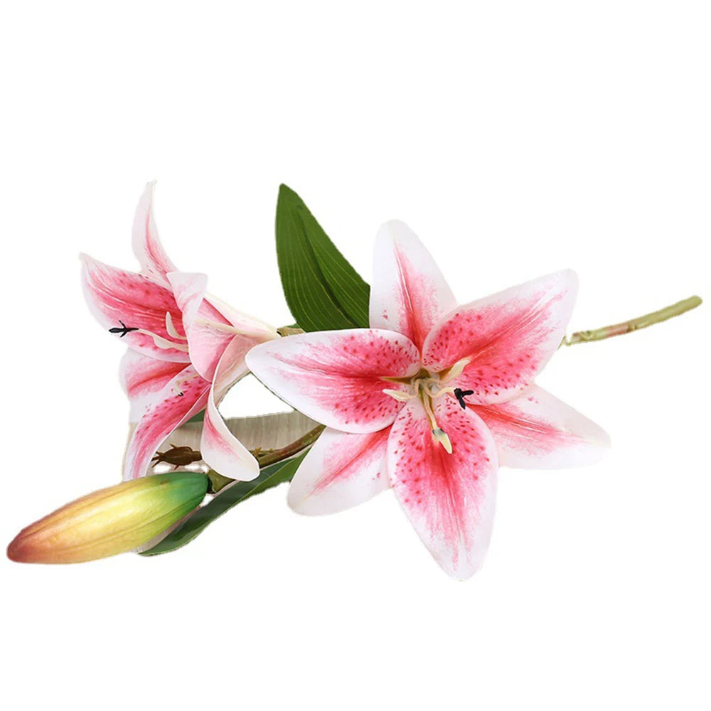 3D Künstlicher Lilienzweig – Realistische Weiße Dekoblumen