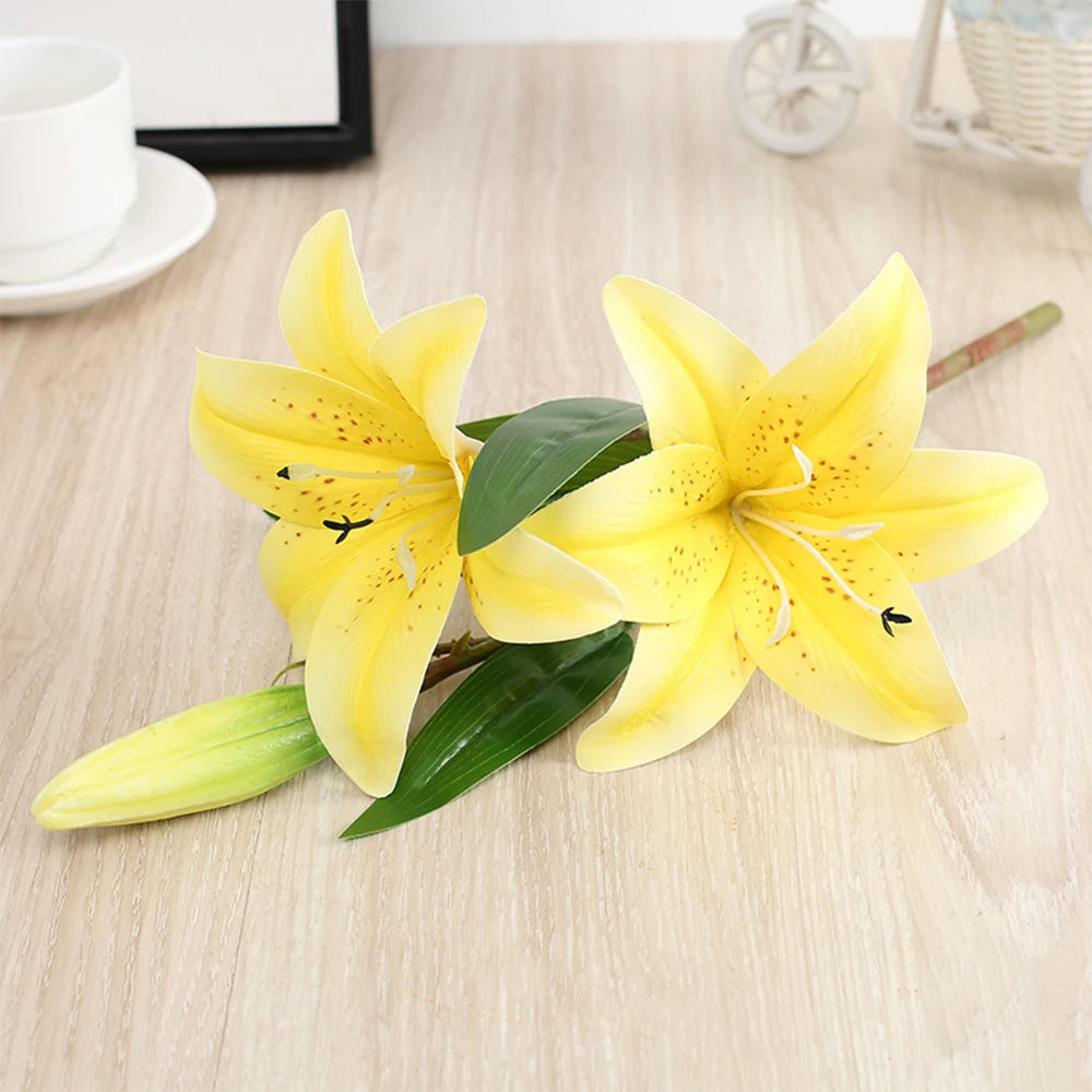 3D Künstlicher Lilienzweig – Realistische Weiße Dekoblumen