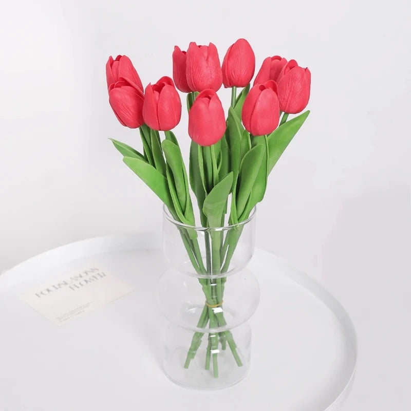 Real-Touch Künstlicher Tulpenstrauß – Realistische Dekorative Kunsttulpen für Zuhause Hochzeit Zimmer Vase & DIY-Blumenarrangements