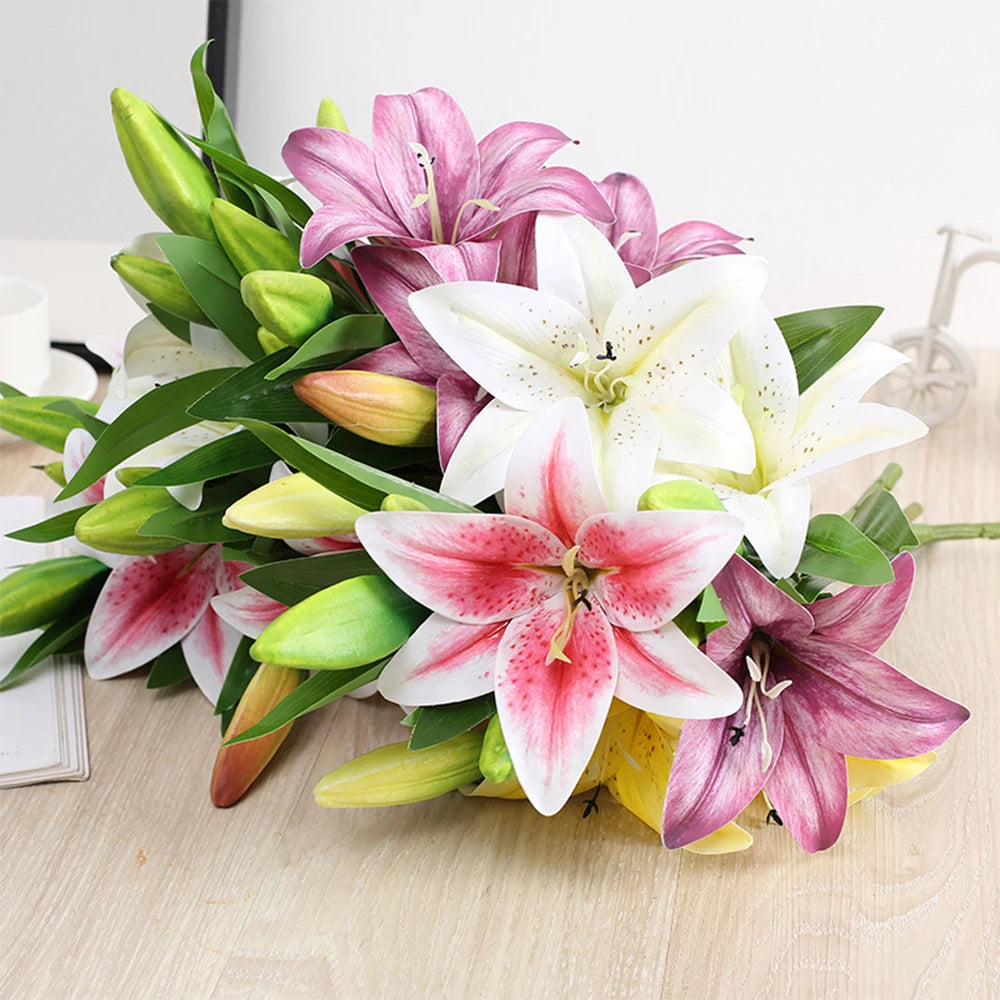 3D Künstlicher Lilienzweig – Realistische Weiße Dekoblumen