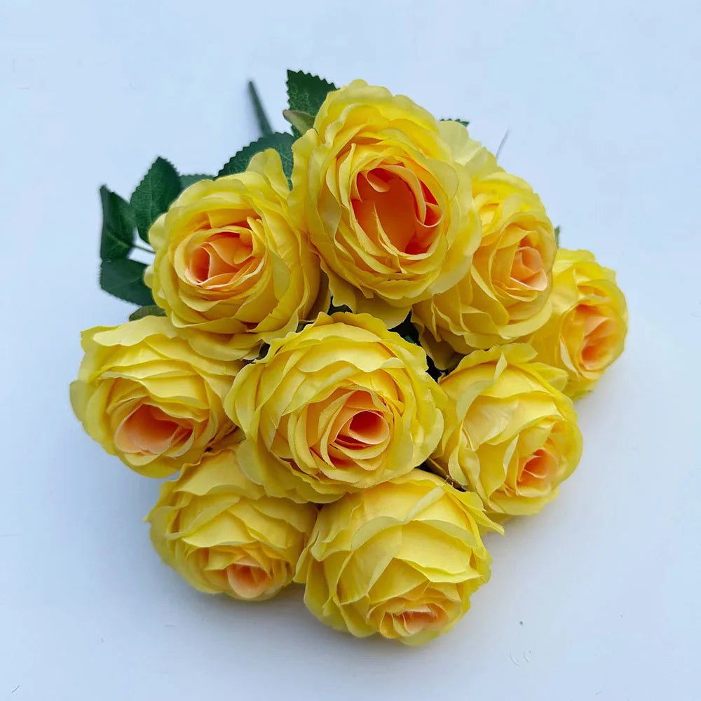 Künstlicher Rosenstrauß mit 9 Blüten – Romantische Dekoblumen