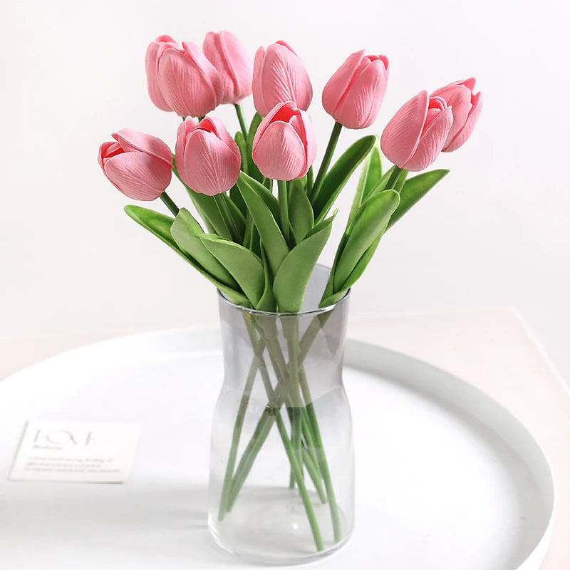 Real-Touch Künstlicher Tulpenstrauß – Realistische Dekorative Kunsttulpen für Zuhause Hochzeit Zimmer Vase & DIY-Blumenarrangements