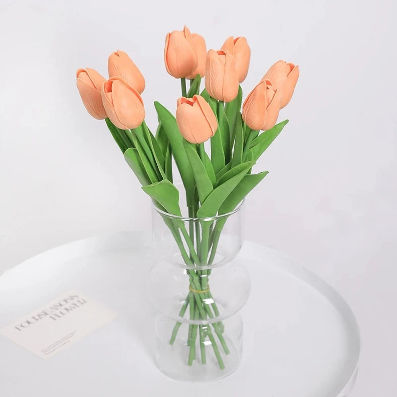 Real-Touch Künstlicher Tulpenstrauß – Realistische Dekorative Kunsttulpen für Zuhause Hochzeit Zimmer Vase & DIY-Blumenarrangements